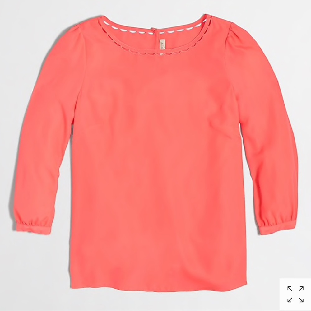 J Crew Scalloped Coral Top